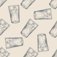 Highball glass seamless pattern. Collin glass backdrop. Engraving style. vector