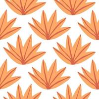 Contemporary tropical leaves seamless pattern on white backgrond. Tropic palm leaf doodle vector illustration.