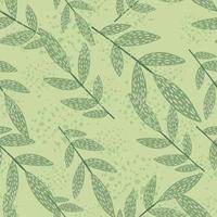 Herbal pattern in green tones with dashes branches. Splashed background. vector