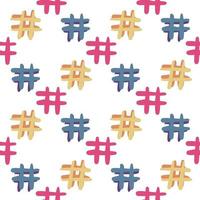 Hand drawn Hashtag icon seamless pattern on white background. vector