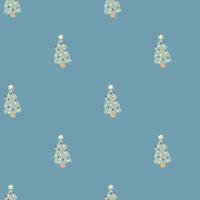 Cute winter trees seamless minimalistic pattern. Scandinavian christmas minimalistic backdrop in blue soft tones. vector