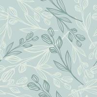 Retro style line art leaf seamless pattern. Hand drawn botanical background. Floral wallpaper. vector