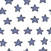 Hand drawn stars seamless pattern on white background. Chaotic elements. vector