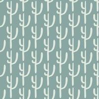 Geometric cactuses seamless pattern on green background. Desert doodle cacti endless wallpaper. vector