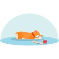 el corgi galés solitario está triste sin dueño. cachorro enfermo. vector