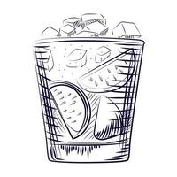 Hand drawn sketch cocktail. Alcohol drink coctail background. vector