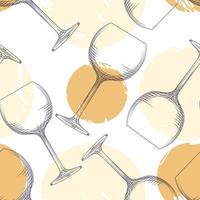 patrón transparente de cristalería de vino. diseño de vasos de bebidas alcohólicas. vector