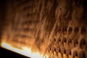 The beautiful close up of burning wood background. photo