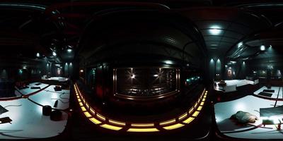 vr360 zicht op het interieur van het ruimteschip video