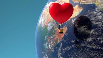 Valentines Day background, planet earth in love. romantics wallpaper for lovis day. copy space. 3D image, 3D rendering photo