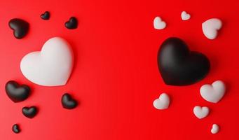 Valentines Day background, romantics wallpaper for love day. two harts. copy space. 3D image, 3D rendering photo