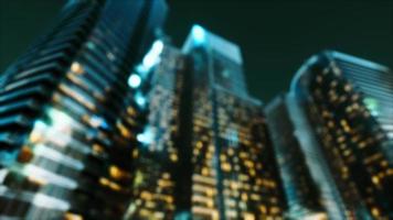 Abstract blurred bokeh at night of city as for business district background video