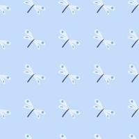 Geometric dragonfly seamless pattern on light blue background. Hand drawn dragonflies wallpaper vector