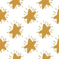 Isolated star silhouettes seamless pattern. Ocher geometric forms on white background. vector