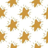 Isolated star silhouettes seamless pattern. Ocher geometric forms on white background. vector