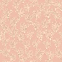 Pastel tones abstract seamless pattern with doodle tree branches silhouettes. Pink background. Simple style. vector