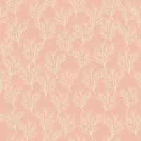 Pastel tones abstract seamless pattern with doodle tree branches silhouettes. Pink background. Simple style. vector