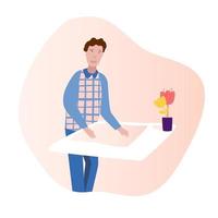 Vector illustration of man making presentation. Flat design