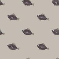 Plankton seamless pattern with little fish silhouettes ornament. Light grey background and brown animal shapes. vector