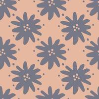 Geometric simple flower seamless pattern on ligh background. Cute chamomile endless wallpaper. Ditsy floral background. vector
