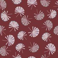 Floral seamless pattern with grey colored palm licuala silhouettes. Maroon pale background. Simple style. vector