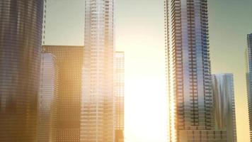 Business-Wolkenkratzer bei Sonnenuntergang video