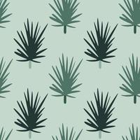 Simple seamless pattern with stylized doodle pine branches ornament. Navy blue and green colored foliage on pasel background. vector