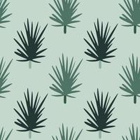 Simple seamless pattern with stylized doodle pine branches ornament. Navy blue and green colored foliage on pasel background. vector