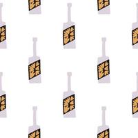Funny glass bottle seamless pattern on white background. Alcohol bar bottles in doodle style. vector