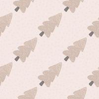 Pink christmas tree seamless pattern. Pink background with dots. Monochrome design. vector