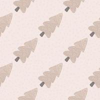 Pink christmas tree seamless pattern. Pink background with dots. Monochrome design. vector