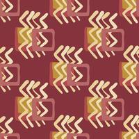 Geometric seamless pattern with burgundy background and yellow elements. vector