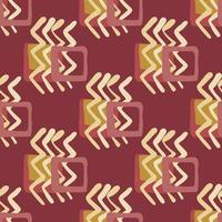 Geometric seamless pattern with burgundy background and yellow elements. vector