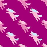 Bright seamless kids pattern with creative unicorn silhouettes. Pink background. Magic print. vector