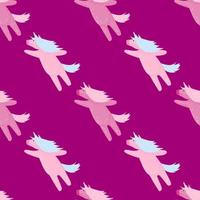 Bright seamless kids pattern with creative unicorn silhouettes. Pink background. Magic print. vector