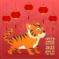 Happy new year, Chinese New Year, 2022, Year of the Tiger. vector