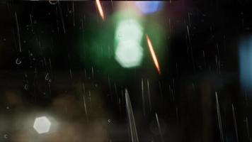 urbane Szene in regnerischer Nacht mit Bokeh-Lichtern video
