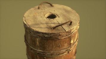 Old used rusted wooden bucket video