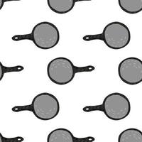 Isolated seamless pattern with pans shapes. Cooking equipment ornament in grey tones on white background. vector