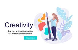 Design studio, designing, drawing, graphic design, creativity, ideas minimal flat vector illustration. Online courses, books, tutorials for mobile and web graphics