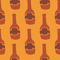 Alcohol bar bottles in doodle style. Funny glass bottle seamless pattern. vector