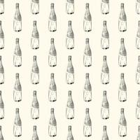 Champagne bottle seamless pattern. Sparkling wine backdrop. vector