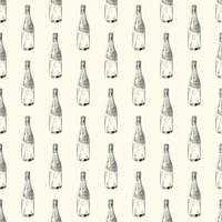 Champagne bottle seamless pattern. Sparkling wine backdrop. vector