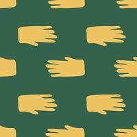 Abstract hand shapes seamless pattern in doodle style. Silhouette of a human hand endless wallpaper. vector
