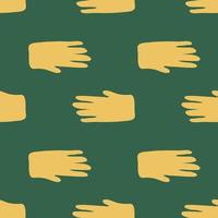 Abstract hand shapes seamless pattern in doodle style. Silhouette of a human hand endless wallpaper. vector