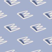 Minimalistic white contoured outline crown elements seamless naive pattern. Soft blue background. vector
