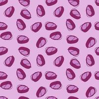 Vitamin little random abstract plums silhouettes seamless pattern. Pastel background. Vitamin fruits backdrop. vector