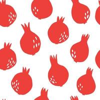 Pomegranate in hand drawn style seamless pattern on white background. vector