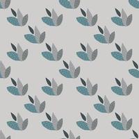 Floral leaves seamless pattern with grey background. Pale pastel tone elements. Simple design. vector