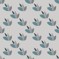 Floral leaves seamless pattern with grey background. Pale pastel tone elements. Simple design. vector